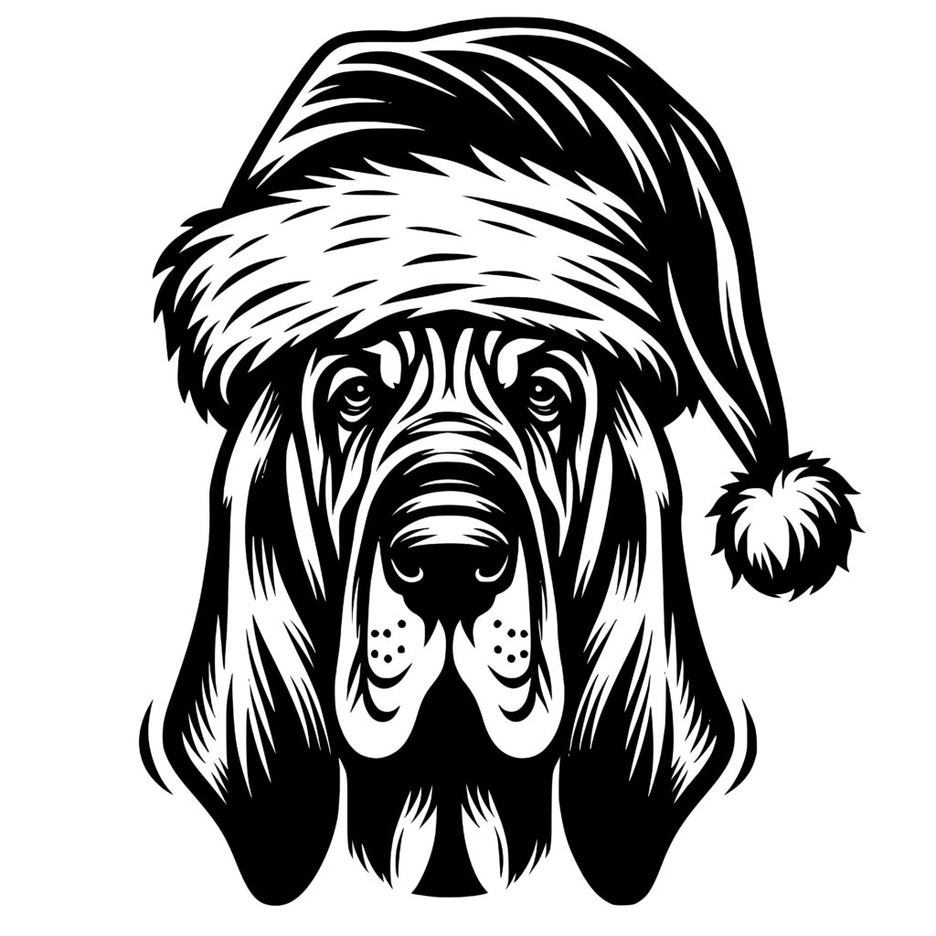 Santa Pup Bloodhound SVG File: Craft, Etch, Burn, Decals & More