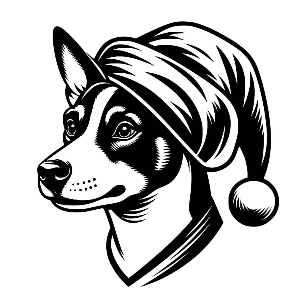 Santa Hat Basenji Dog SVG File - Perfect for Cricut, Silhouette, Laser