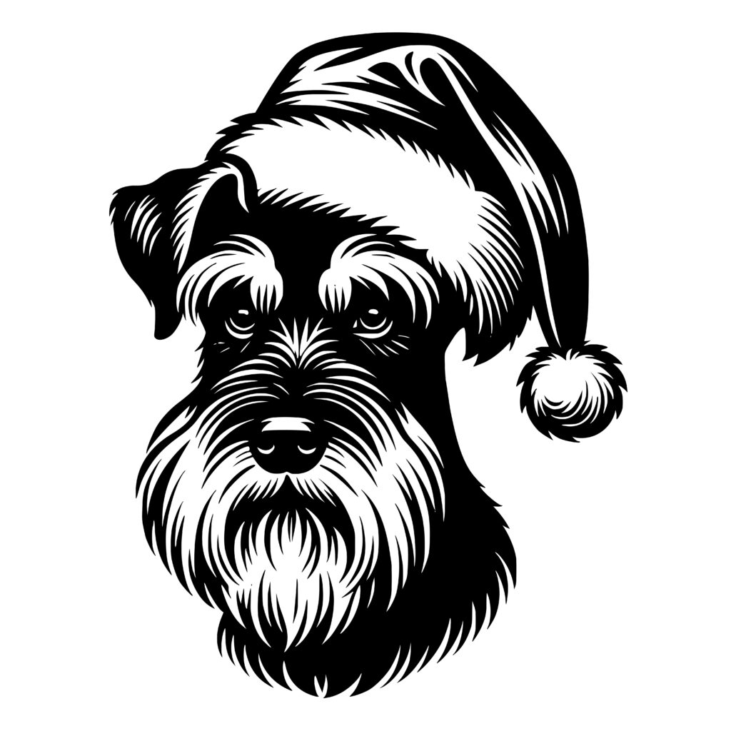 Santa Schnauzer PupTags: SVG File for Cricut, Silhouette, Laser