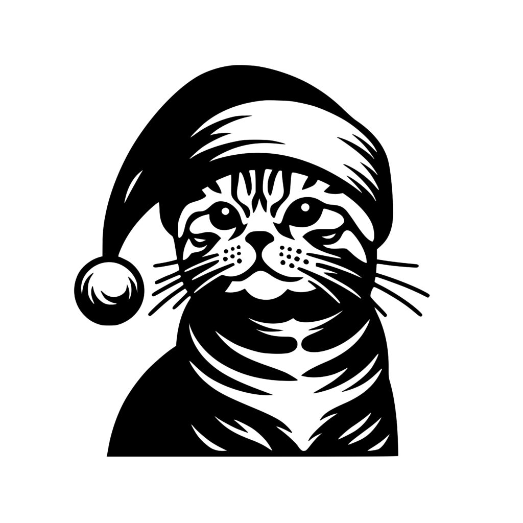 Santa hat cat svg file instant download for cricut silhouette laser