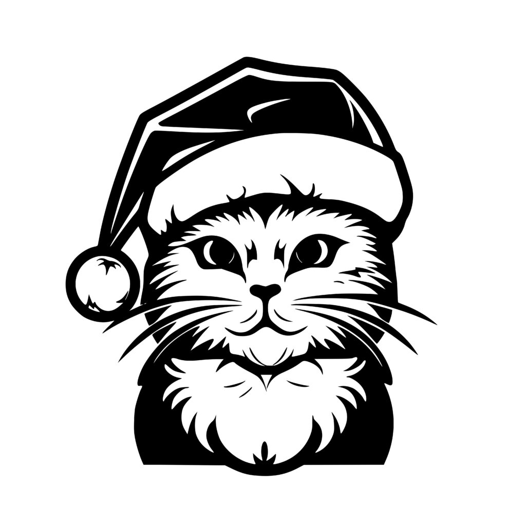 Festive Scottish Fold Cat SVG File: Christmas Hat for Cricut