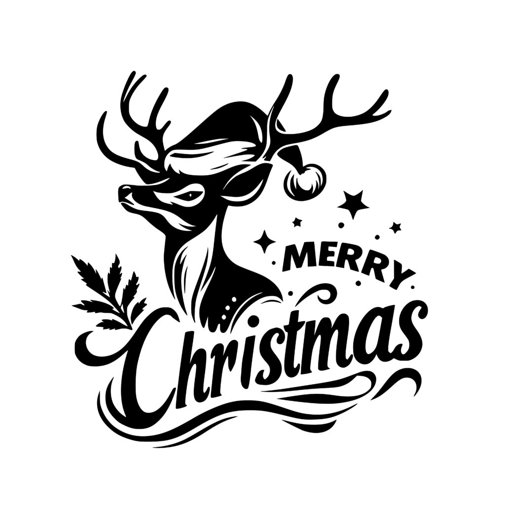 Merry Christmas Deer SVG File for Cricut, Silhouette, Laser Machines