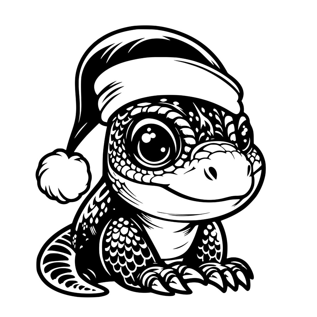 Festive Reptile SVG File Christmas Lizard with Santa Hat