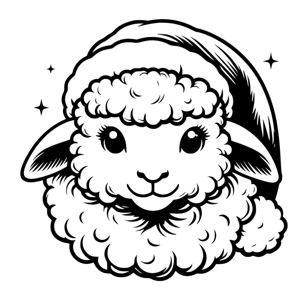 Christmas Sheep SVG File Festive Lamb in Santa Hat for Cricut