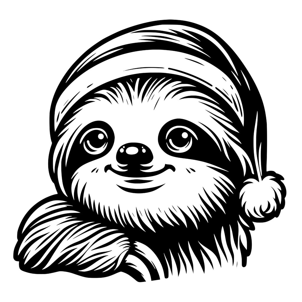 Festive Sloth SVG File for Cricut, Silhouette, Laser Machines