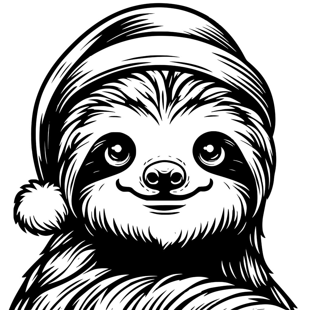 Christmas SVG File: Santa Sloth Design for Cricut, Silhouette, Laser