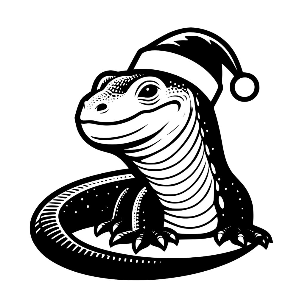 Christmas Komodo Dragon SVG File for Cricut, Silhouette, Laser