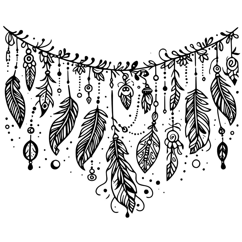 Boho Feather Garland SVG Design for Cricut, Silhouette, xTool, Glowforge