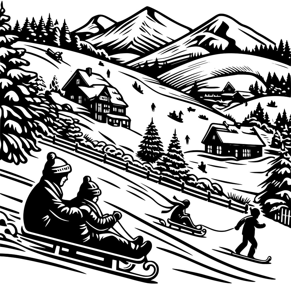 Snowy Getaway Winter Scene SVG PNG for Cricut & Laser Machines