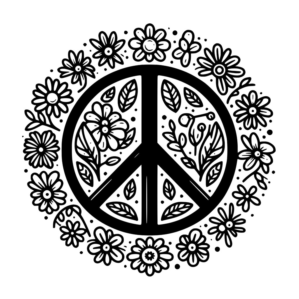 Peace and Flowers SVG File for Cricut, Laser, Silhouette, Cameo