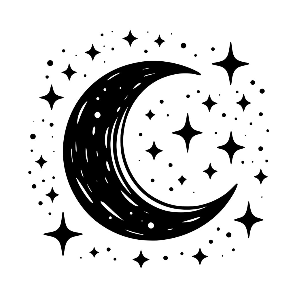 Starlight Crescent Moon Svg File For Cricut, Laser, Silhouette, Cameo