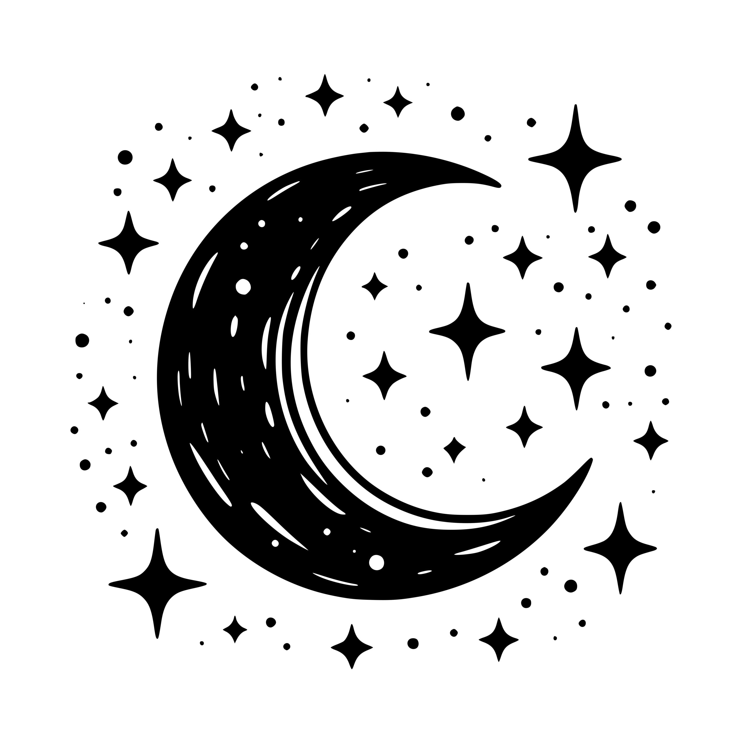 Starlight Crescent Moon SVG File for Cricut & Silhouette Projects