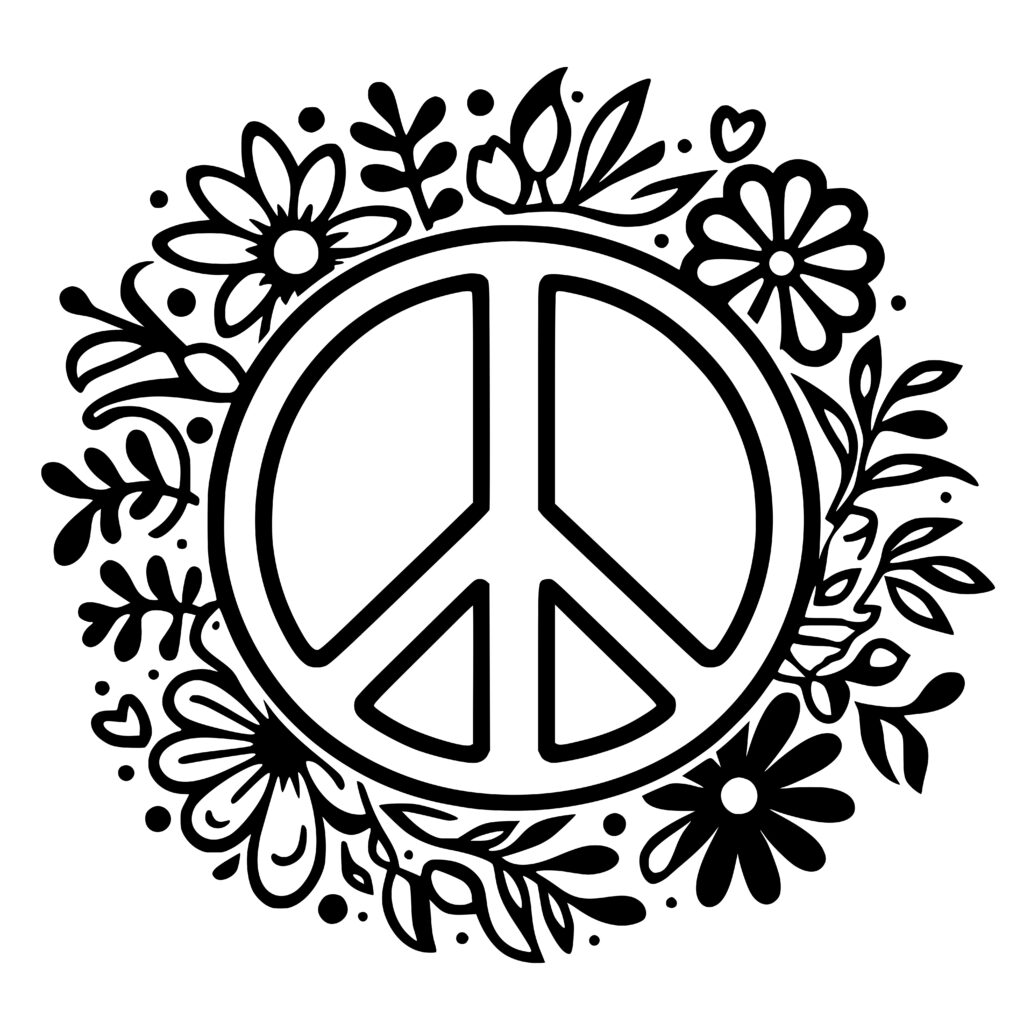 Floral Peace Sign Svg File For Cricut Laser Silhouette Cameo 