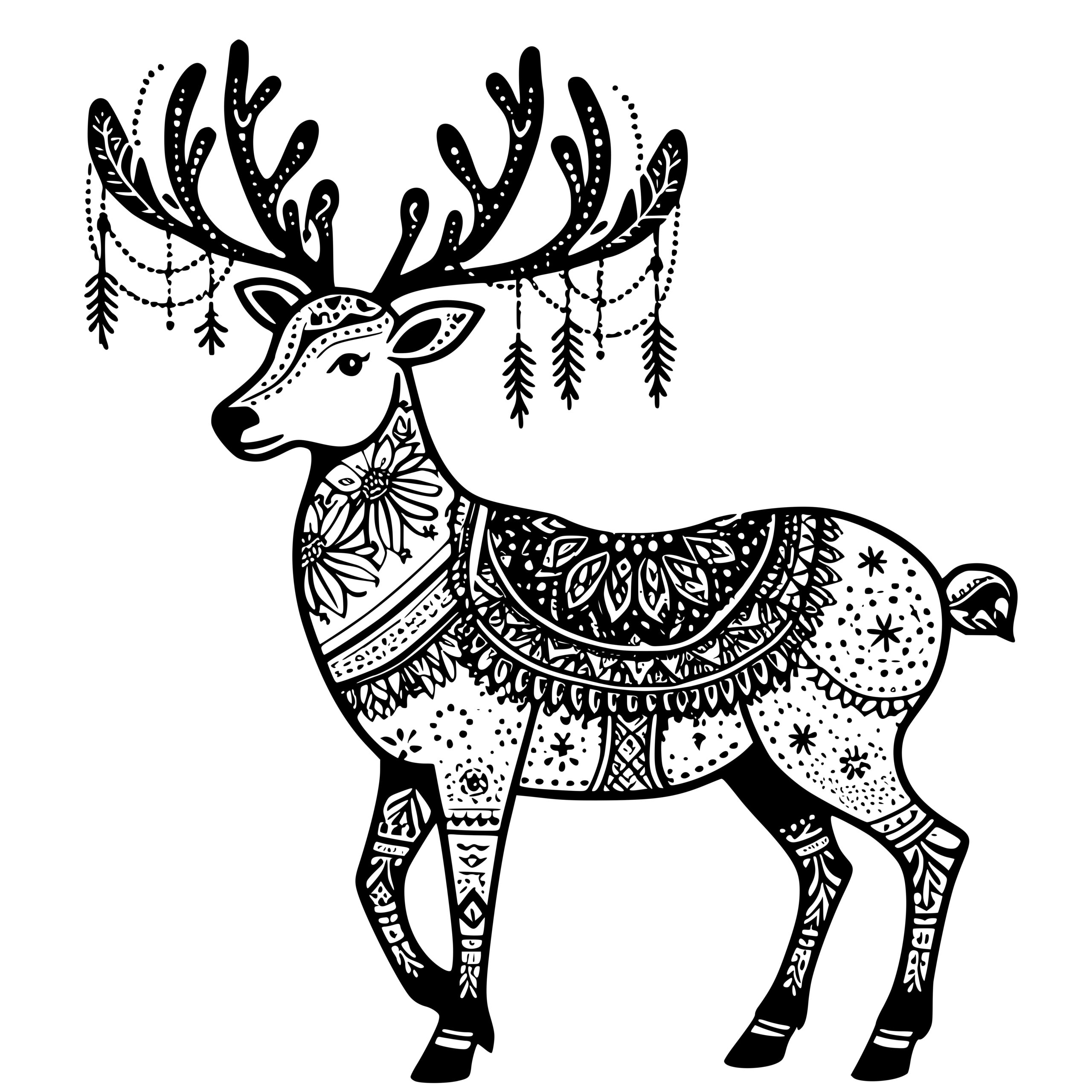 Majestic Boho Deer Design for Cricut, Silhouette, Laser Crafts