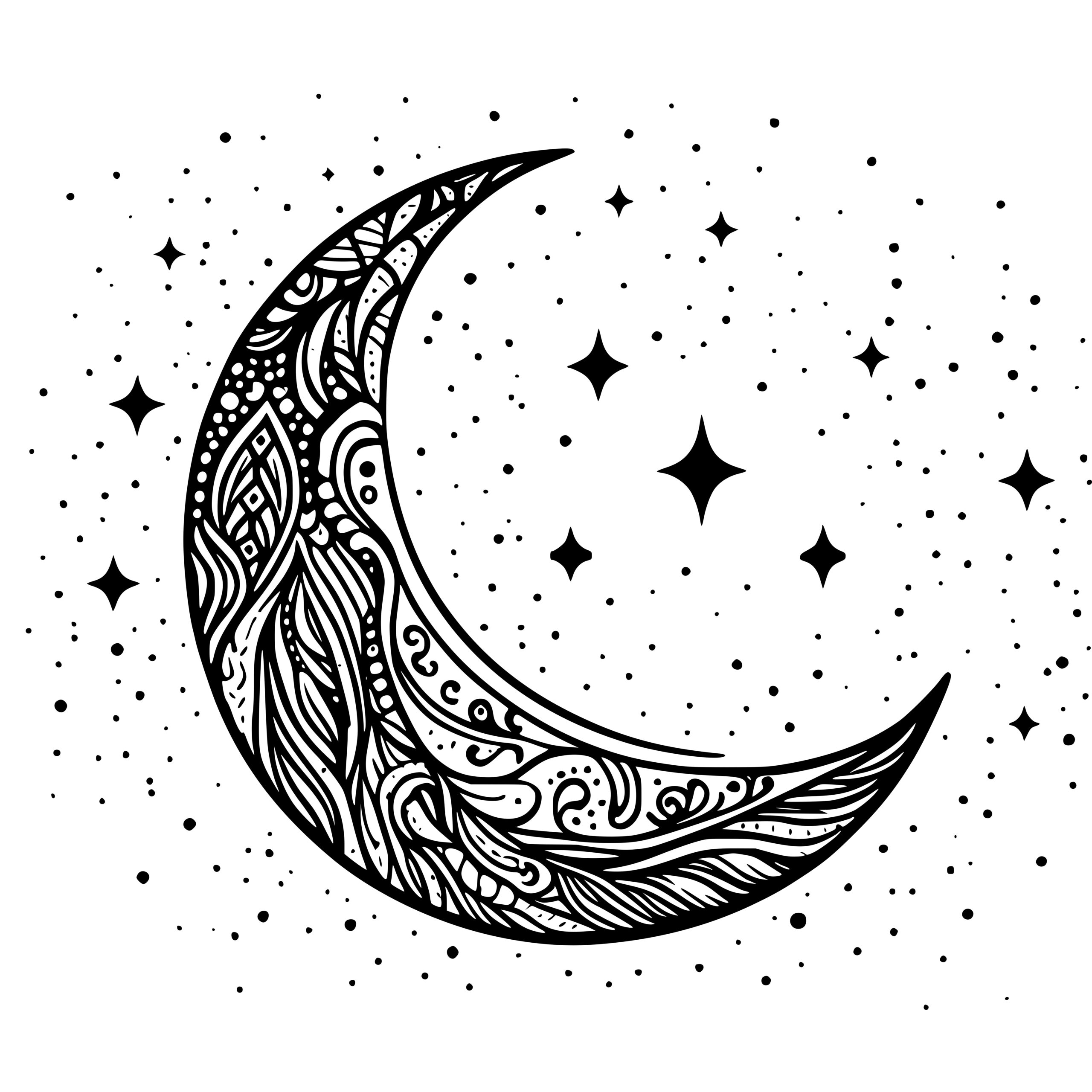 Starry Crescent Night SVG File for Cricut, Laser, Silhouette, Cameo