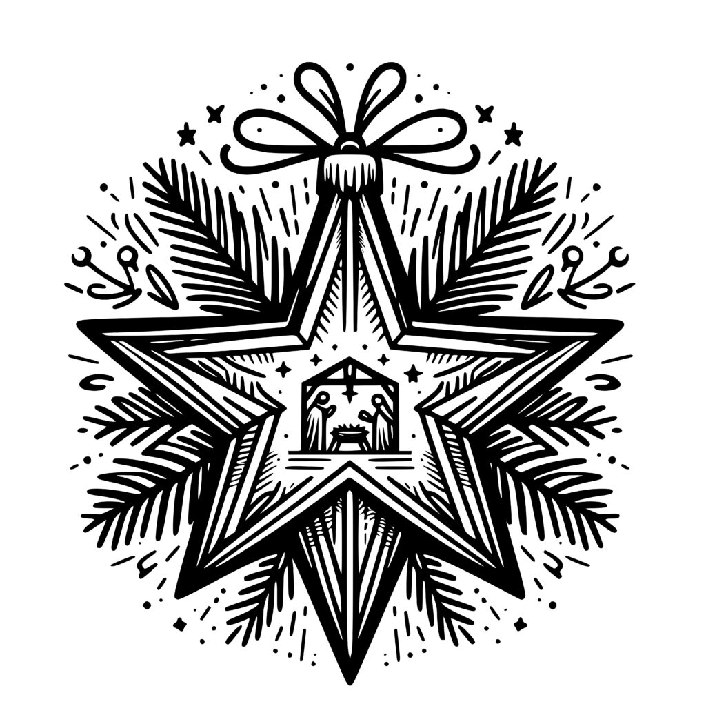 Nativity Star Ornament SVG File Christmas for Cricut, Silhouette