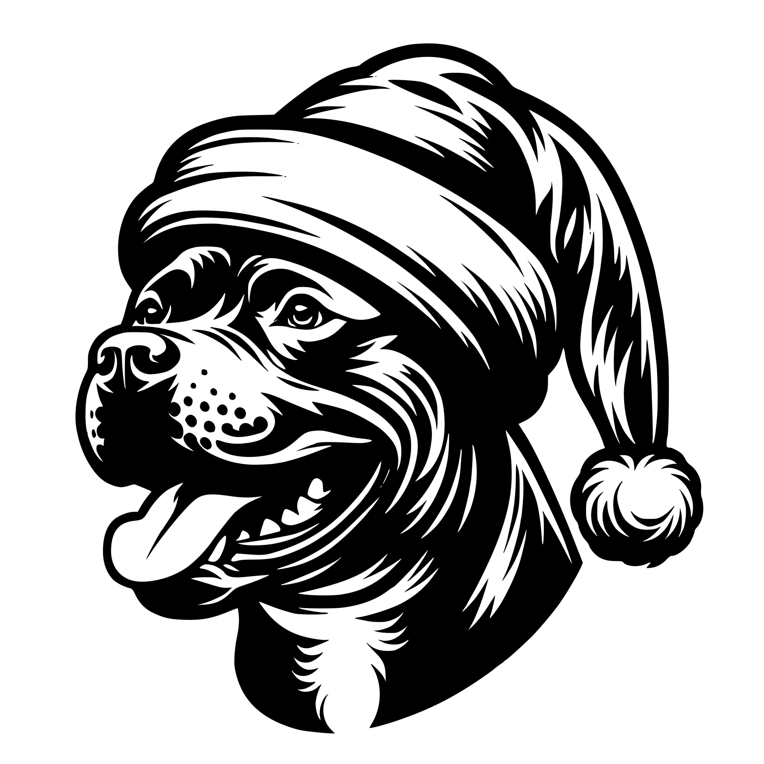 Santa Pup Pit Bull Design for Cricut, Silhouette, Laser Machines