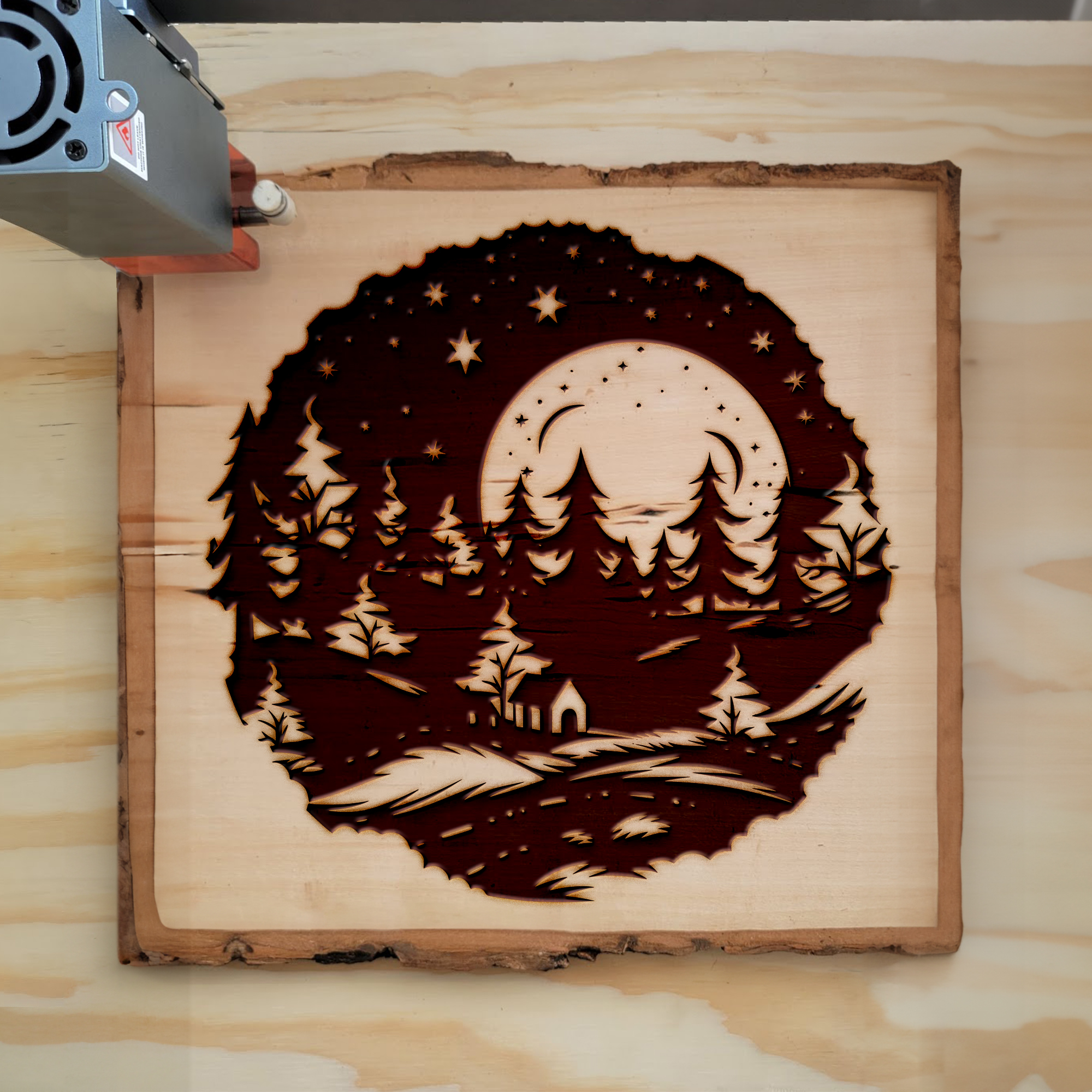 Winter Night Landscape SVG File for Cricut, Silhouette, Laser Machines