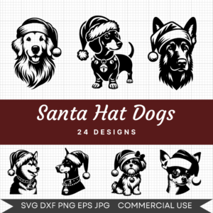 Santa Hats Dog Bundle  – 24 Svg Images