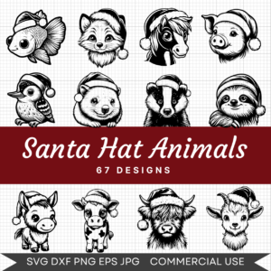 Santa Hat Animals Bundle – 67 Instant Download Svg Images