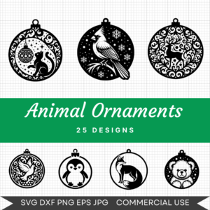 Animal Christmas Ornaments Bundle – 25 Svg Images