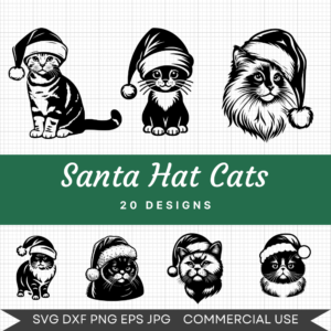 Santa Hat Cats Bundle – 20 Svg Images