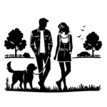 Couple Walking Dog