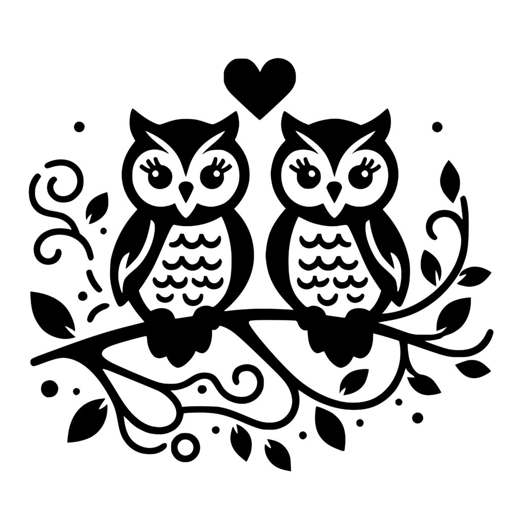 Love Owls Design for Cricut, Silhouette, Laser Machines - Instant Download