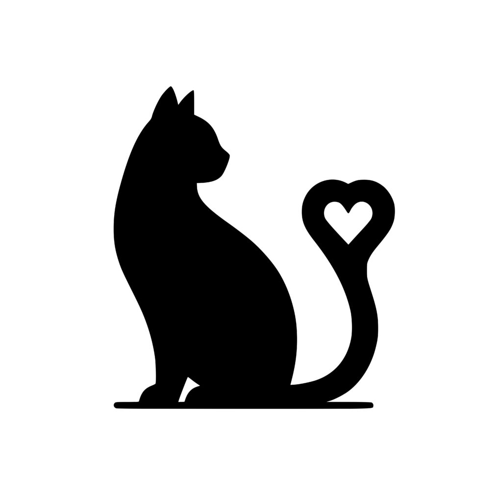 Heart Tail Cat Graphic: SVG, PNG, DXF for Cricut, Silhouette