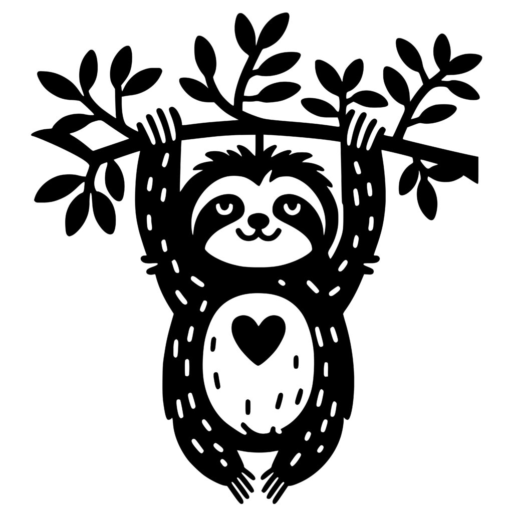 Happy Sloth Love Design – Instant SVG Download for Crafting