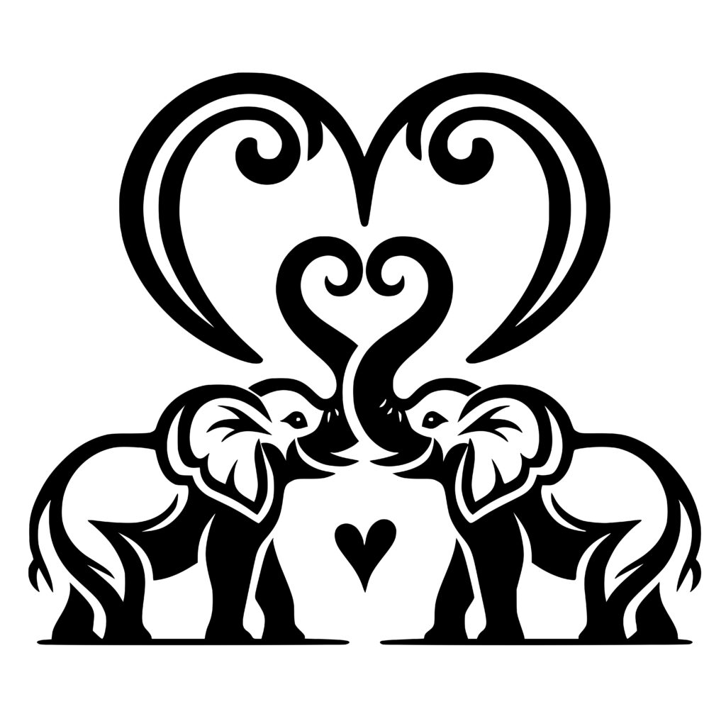 Elephant Heart Embrace - SVG, PNG, DXF Files for Cricut & More