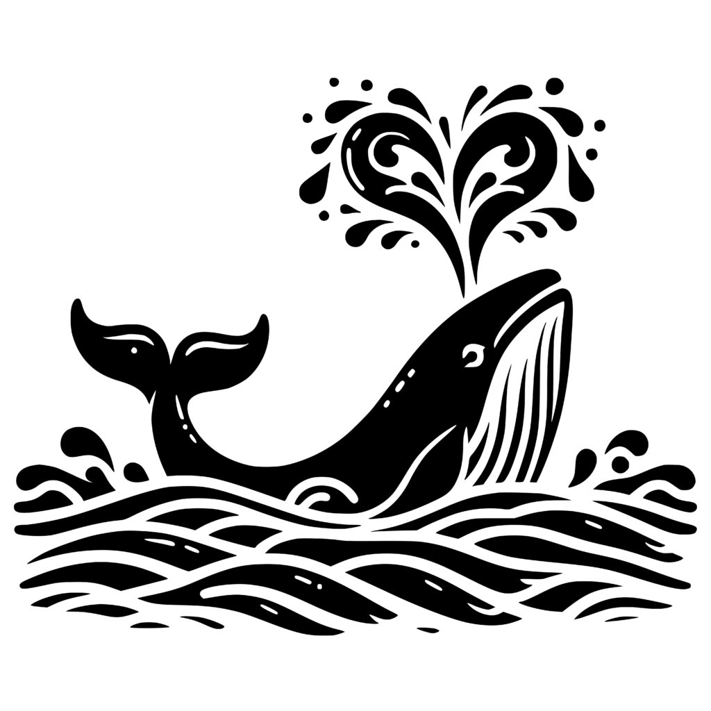 Whale Heart Splash SVG File for Cricut, Silhouette, Laser Machines