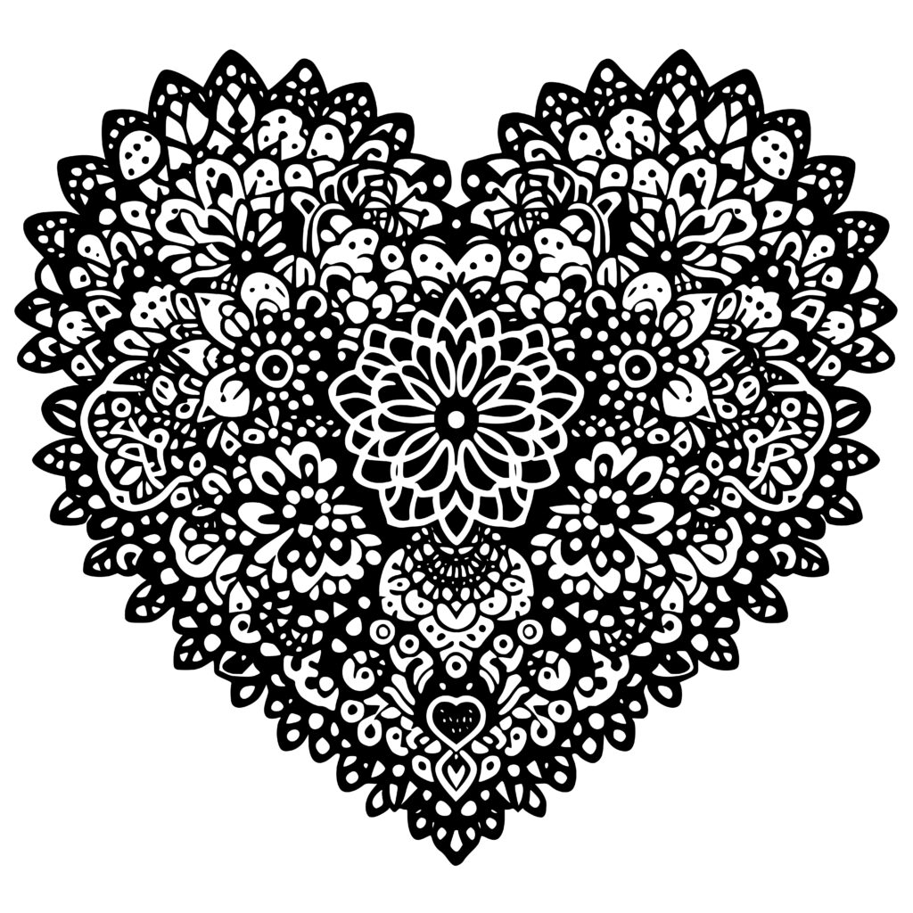 Floral Heart Mandala SVG Design for Cricut, Silhouette Decals