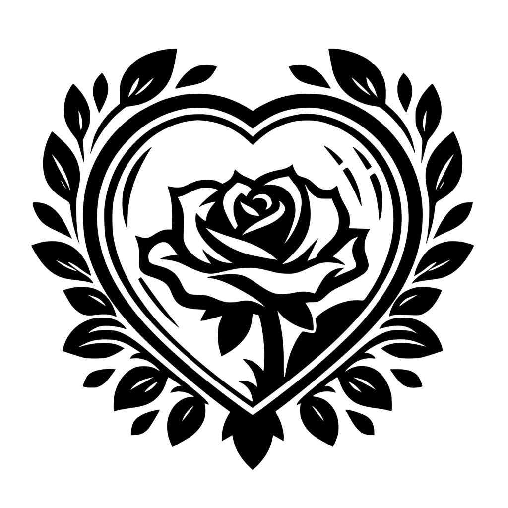 Leafy Rose Heart Design: Instant Download for Cricut, Laser Machines