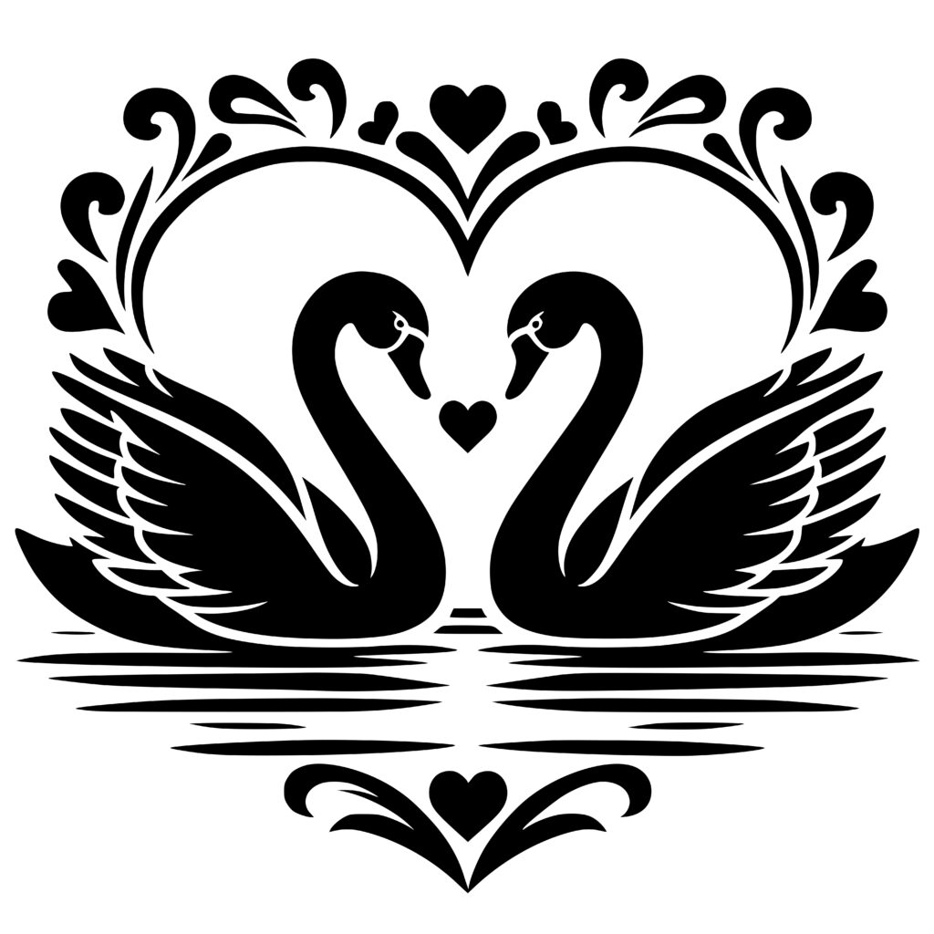 Swans’ Heart Reflection SVG File for Cricut, Laser, Silhouette, Cameo