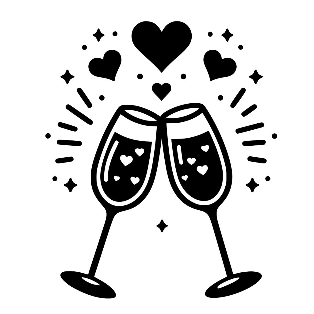 Champagne Love Toast Design | SVG, PNG, DXF for Cricut & Glowforge