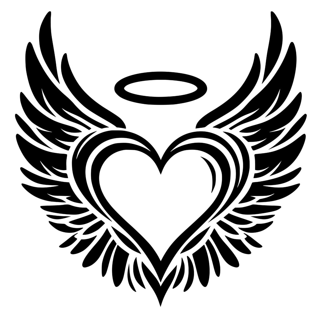 Angel Heart Wings SVG PNG DXF Design for Cricut Silhouette