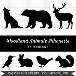 Woodland Animals Silhouette Bundle – 30 Instant Download Svg Images