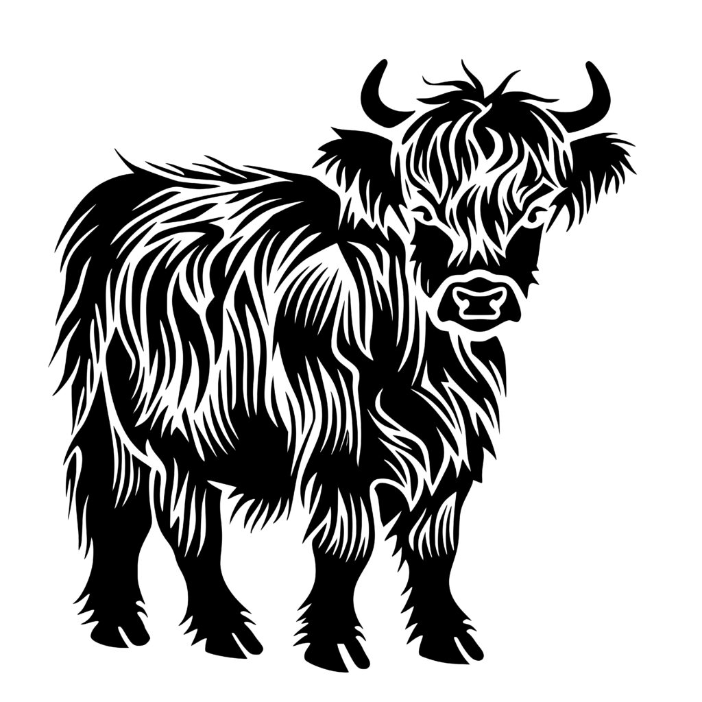 Highland Cow Valentine's Design - SVG, PNG, DXF for Crafts