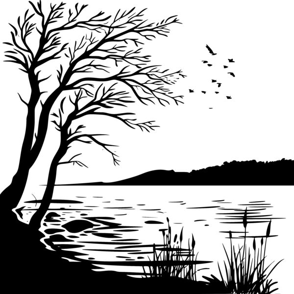 Tranquil Waterside View SVG File for Cricut, Laser, Silhouette, Cameo