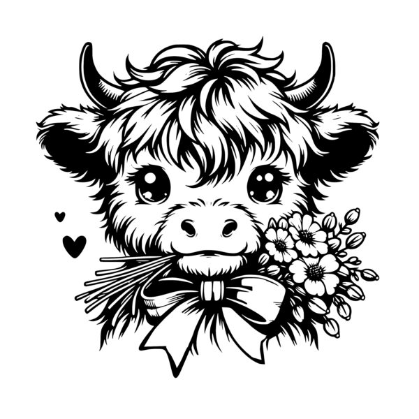 Floral Highland Cow SVG File for Cricut, Laser, Silhouette, Cameo