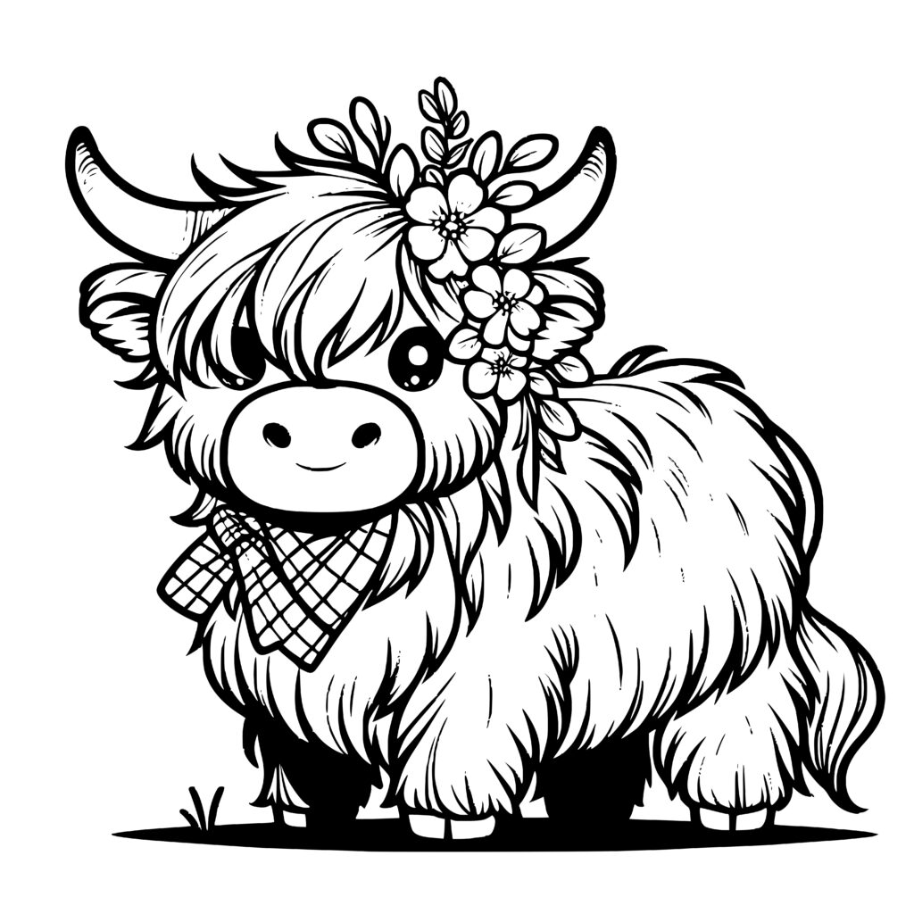 Floral Crown Highland Cow Svg Png Design For Cricut & Laser