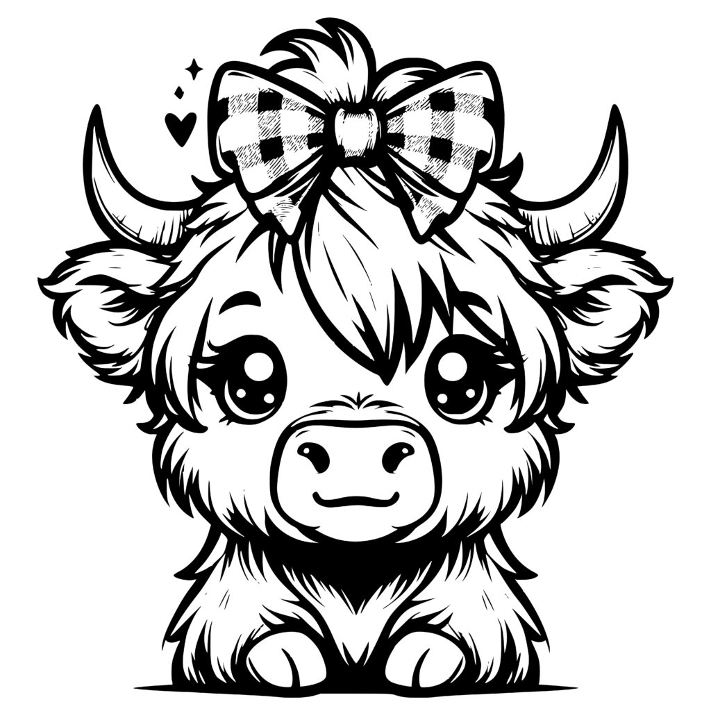 Charming Highland Cow Design - SVG, PNG, DXF for Cricut