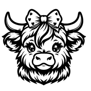 Heart Bow Highland Cow