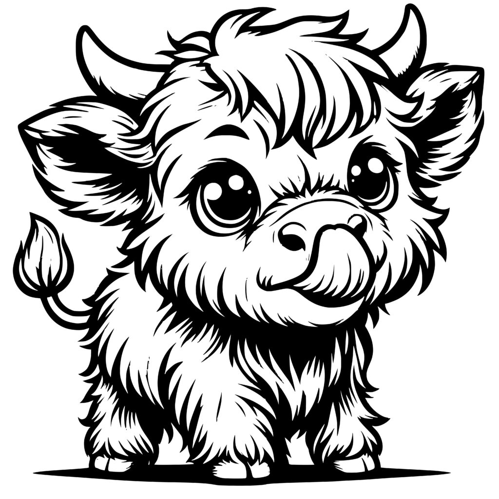 Fluffy Young Cow SVG Design – Cricut, Silhouette, Laser Files