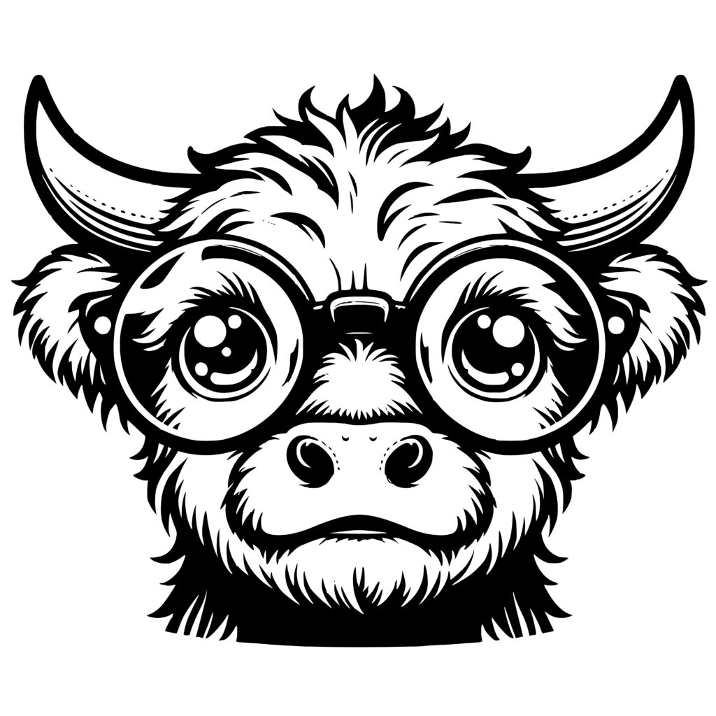 Highland Cow with Glasses SVG Design for Cricut & Laser Machines