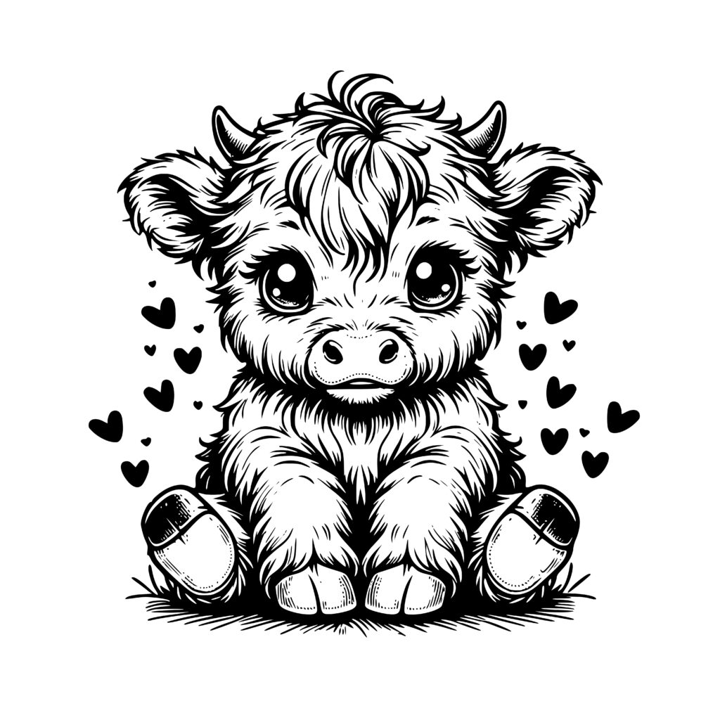 Highland Calf Love SVG File for Cricut, Laser, Silhouette, Cameo