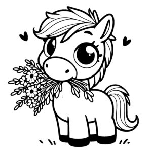 Pony with Flowers