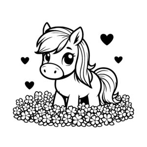 Cheerful Pony with Flowers