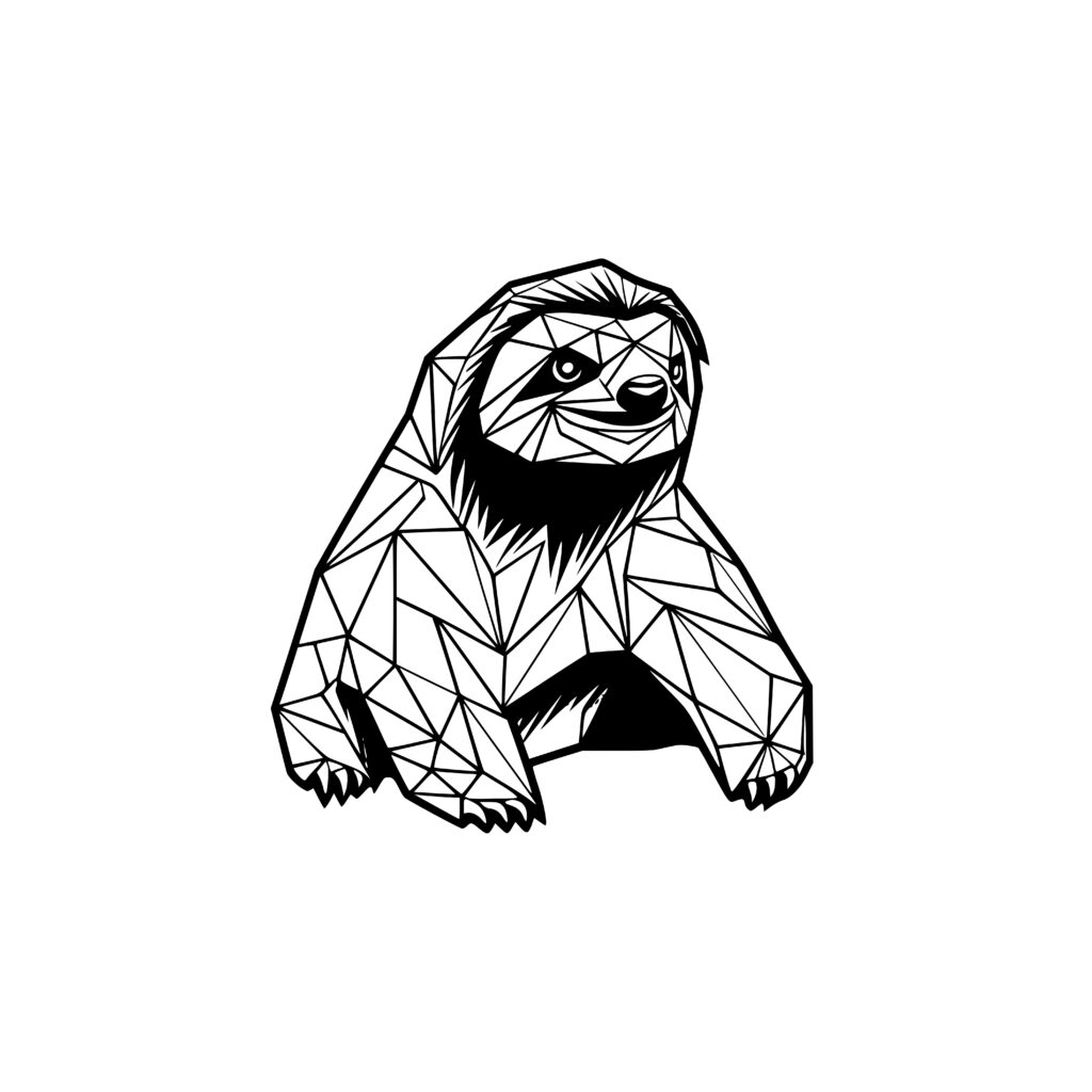 Geometric Sloth Design: SVG, PNG, DXF Files for Cricut, Laser